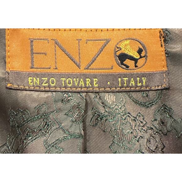 ENZO Tovare Jacket Men’s Large Brown Check Wool Blend Lined Button Front Coat - Picture 7 of 11